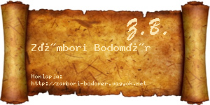 Zámbori Bodomér névjegykártya
